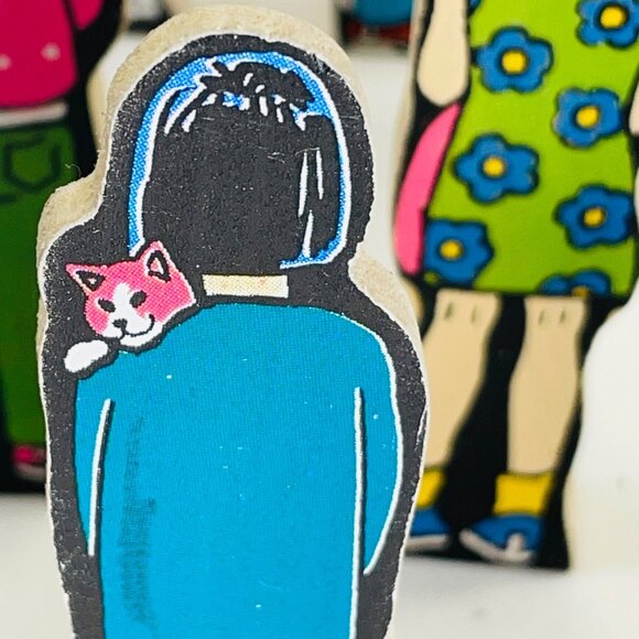 Vintage Inspired Wooden Children Figurines Set Wedgies Career Lot of 13 - Picture 6 of 16